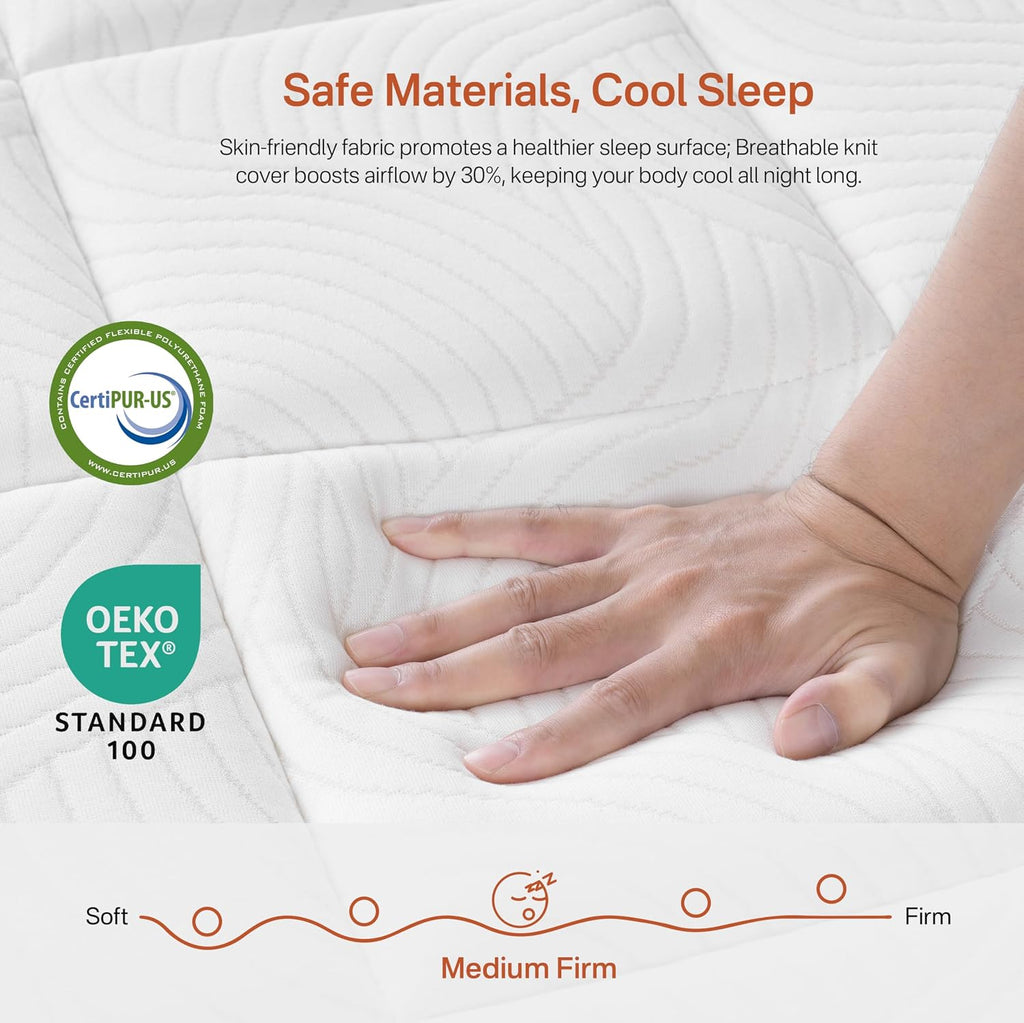 16 Inch King Size Mattress, Hybrid King Mattress in a Box for Side Sleepers | Cooling Gel Memory Foam & Medium Firm