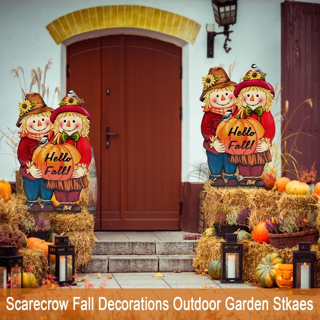 Decorations Outdoor, Thanksgiving Scarecrow with Pumpkin Garden Decor