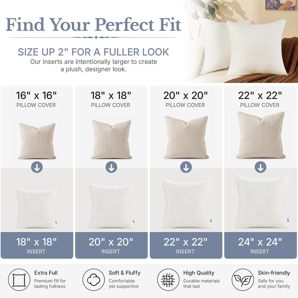 12 x 20 Lumbar Pillow Inserts for Sofa Couch Support - Set of 2