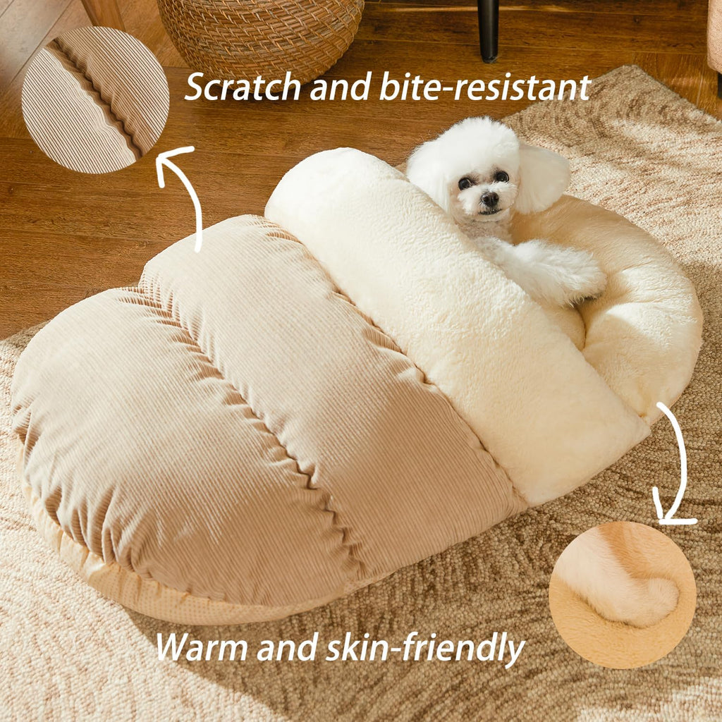 Bed for Dog and Cat, Pet Bed, Ultra Soft Cute Plush Slipper Cat Cave Bed, Anti Slip Warm Pet House Nest