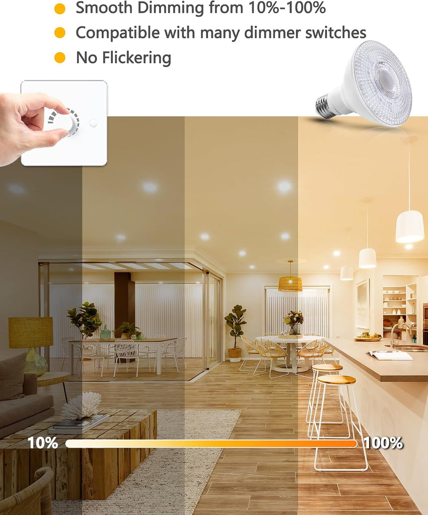 PAR30 Outdoor LED Flood Light Bulbs, 12W(100W Equivalent) LED Spotlight