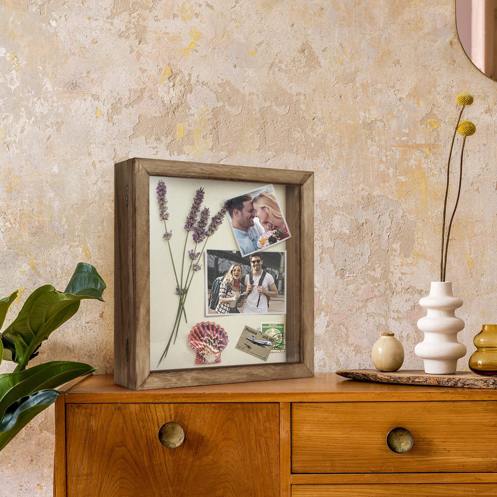 Shadow Box 12x12 Memory Display Case Wood Picture Frame Carbonized