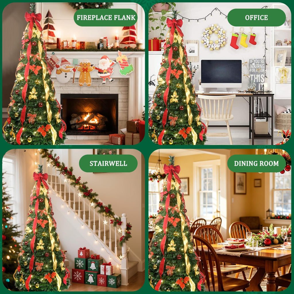 6ft Pre-lit Pop Up with Lights, Pre-Decorated, Green