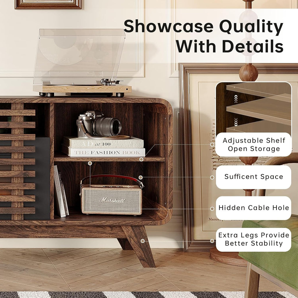 Fireplace TV Stand for 80" TVs, Walnut