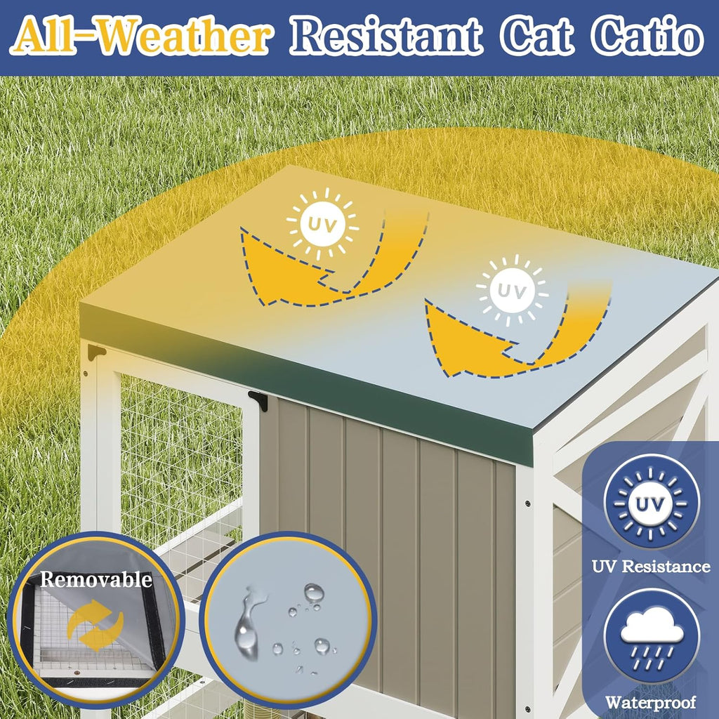 63.5" H Compact Window Catio Outdoor Cat Enclosure on Wheels