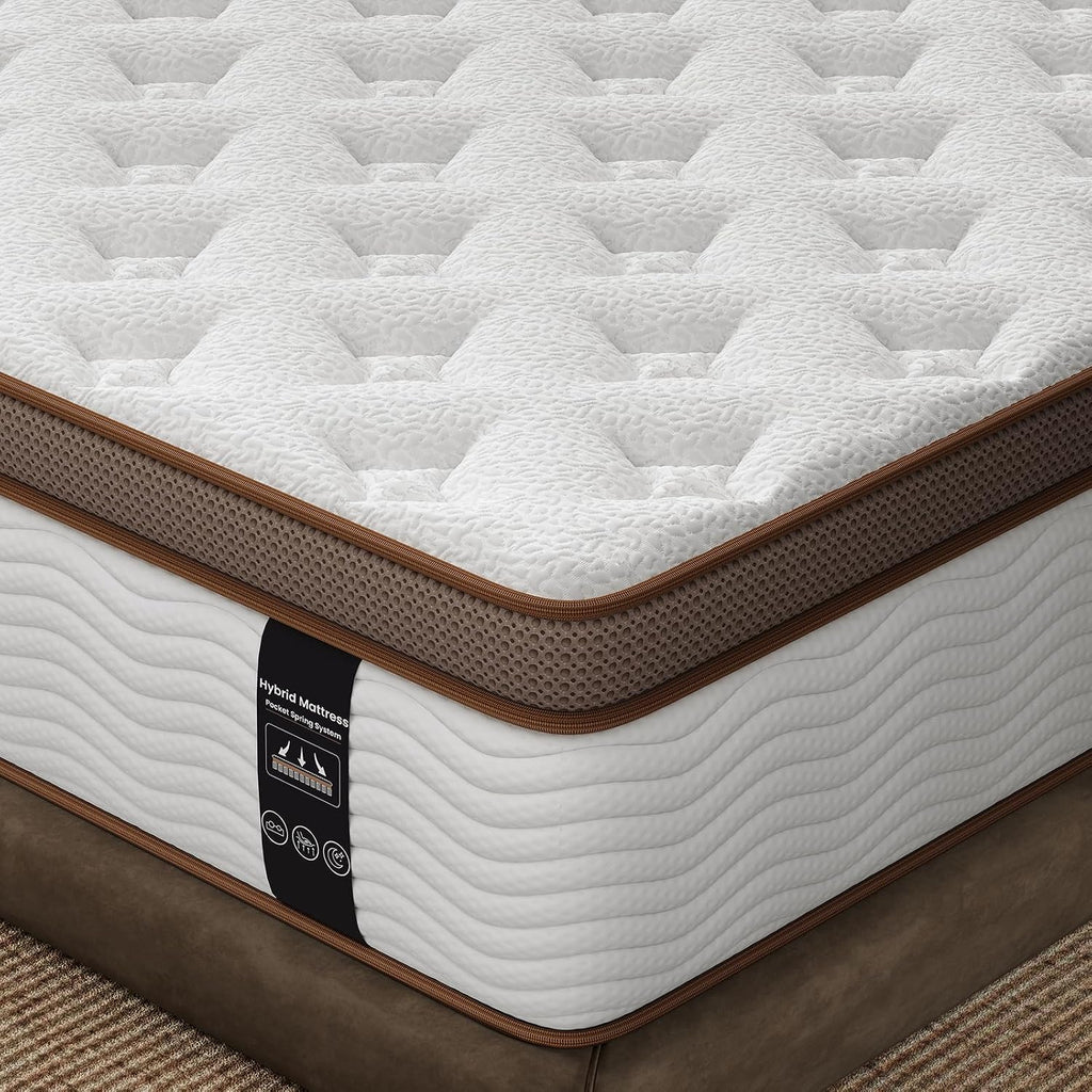 King Size Hybrid Mattress Firm - 14 Inch King Mattress in a Box - Orthopedic Spinal Alignment & Deep Sleep