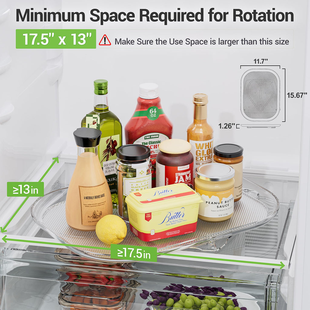 Lazy Susan Organizer Turntable 15.67''x11.7'' for Refrigerator Organizers and Storage, Fridge Organizer, Condiment