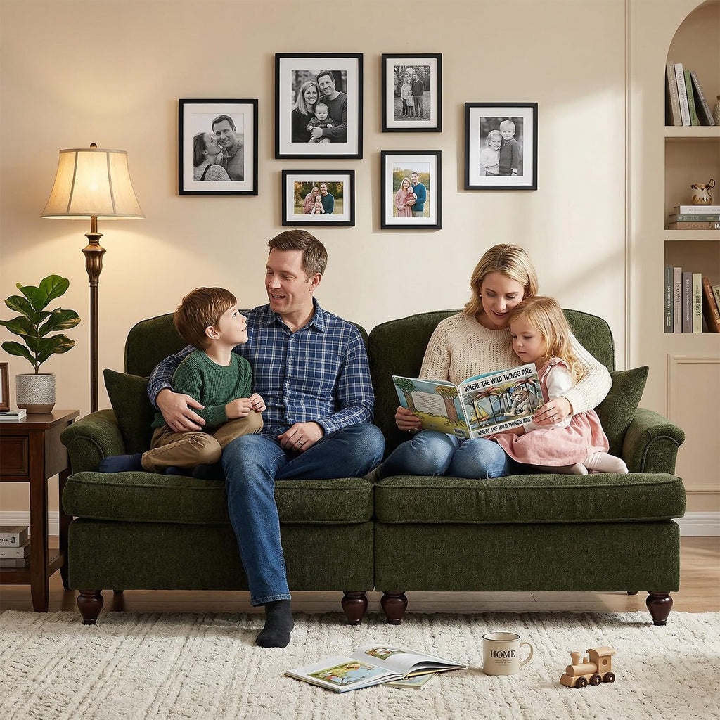 Modular Sectional Sofa Couch, Comfy Chenille Sofa with Removable Ruffled Skirt, Flared Armrests, Sturdy Legs