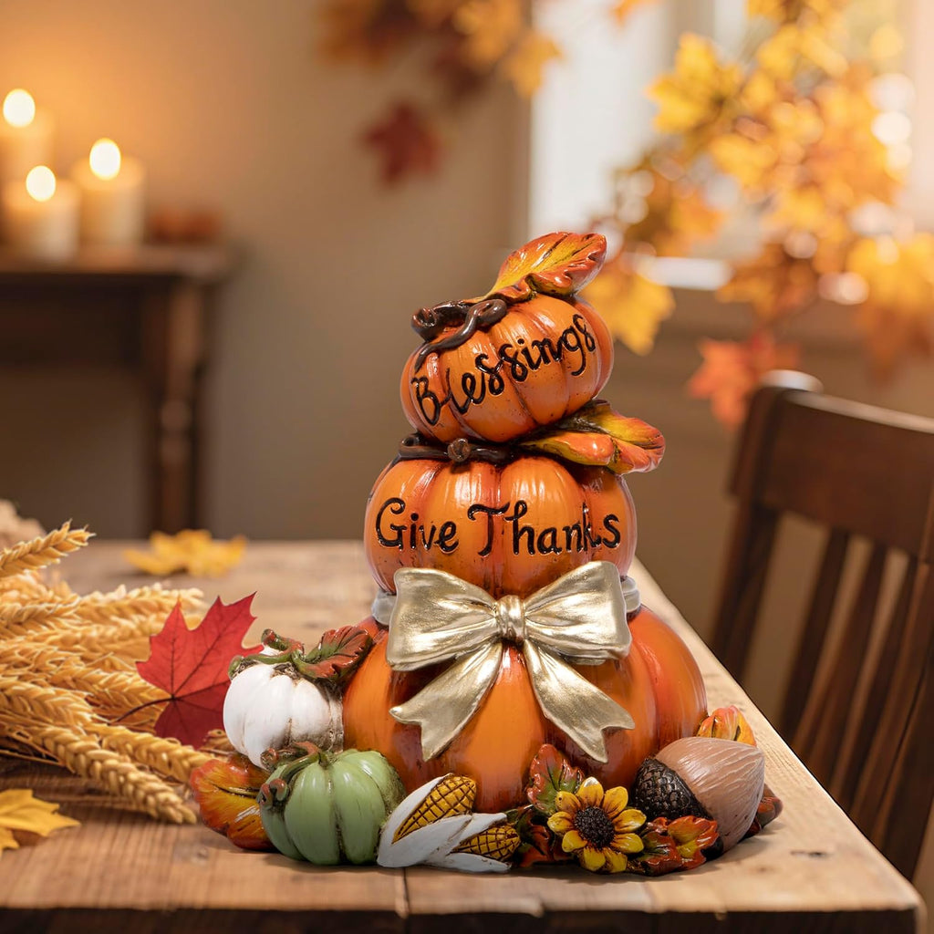 Stacked Scarecrow Figurine, Fall Thanksgiving Indoor Decor