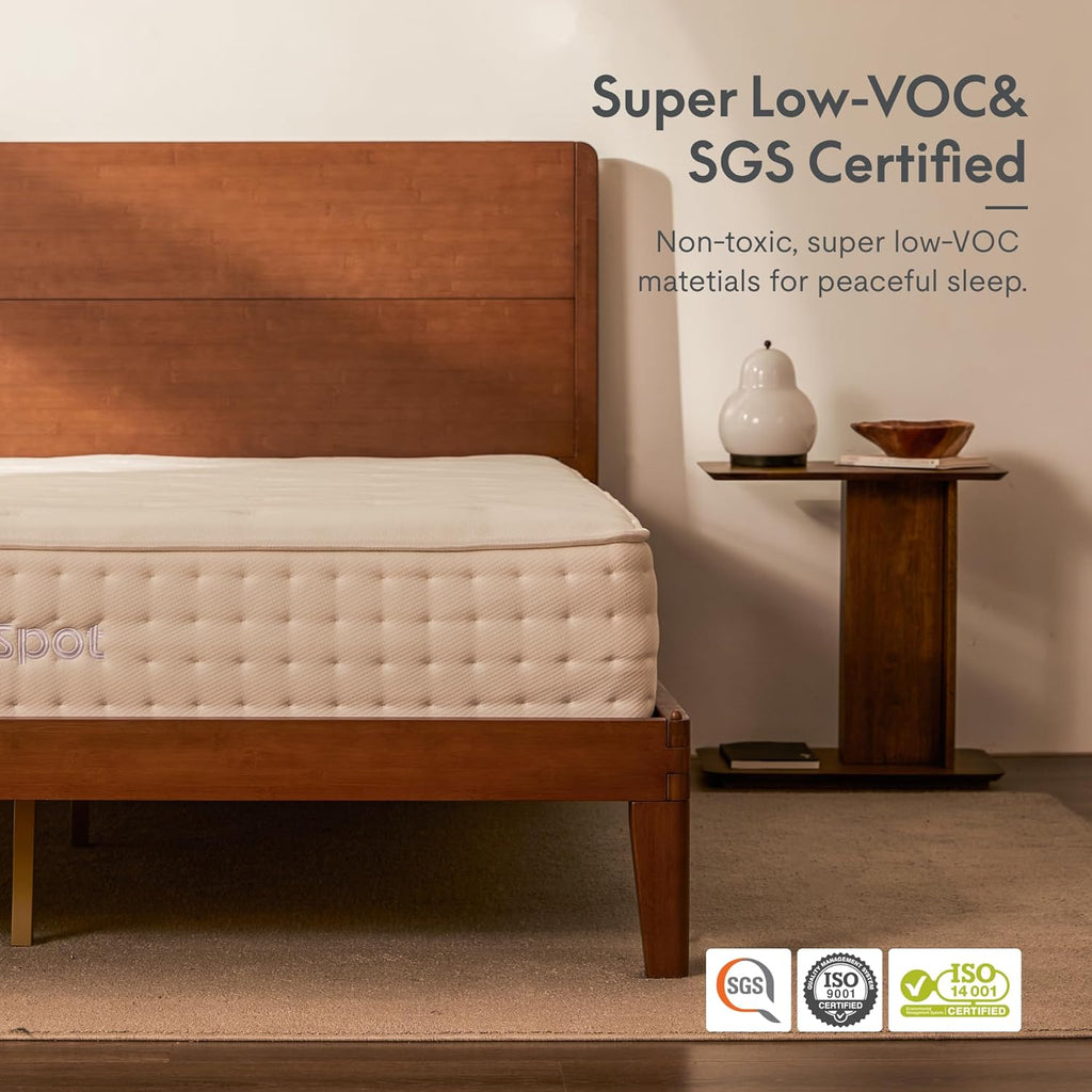Hako G4 Bamboo Bed Frame with Japanese Joinery, Queen Bed Frame with Storage Headboard, Charging Station, SGS
