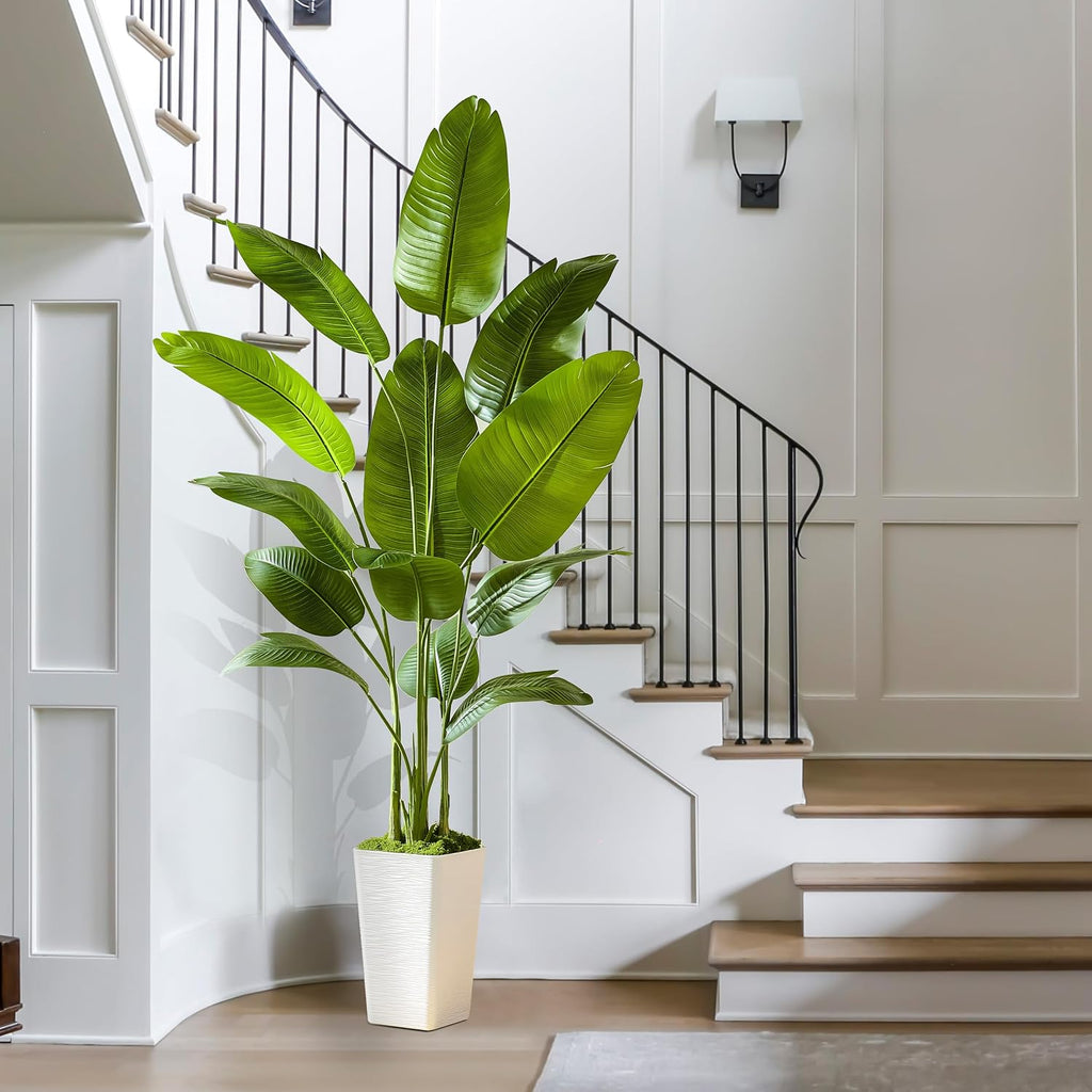 Bird of Paradise Artificial Plants, 6.6FT Banana Fake Tree Indoor