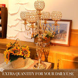8 Pcs 5 Arm Crystal Candelabra Centerpieces for Table 27 Inch Retro Victorian Crystal Candle Holders Bowl Table