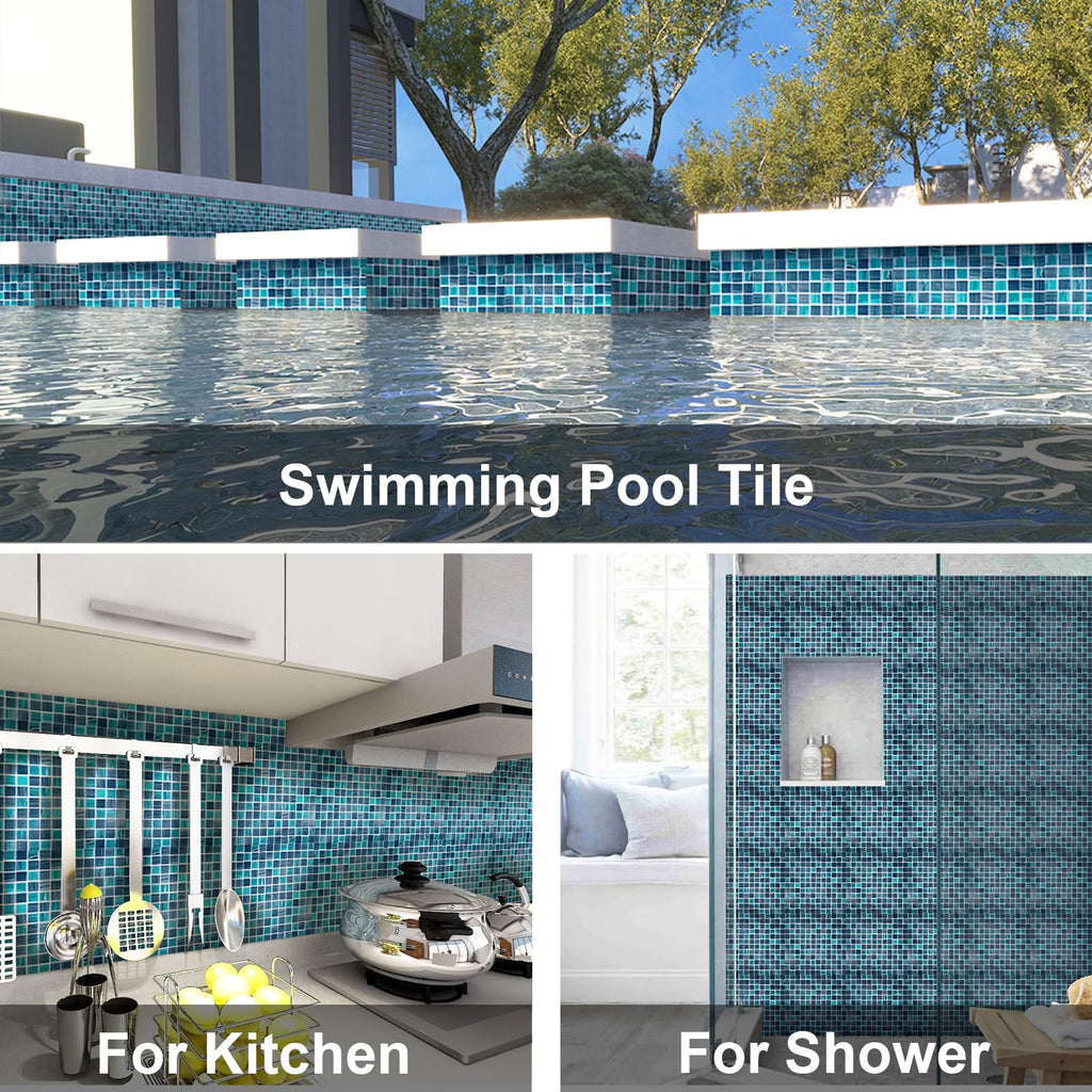 5 Sheets Glass Mosaic Tiles Backsplash, Pool Tiles, 12" x 12" Kitchen Backsplash Tile, Glass Tiles Border Shower Wall