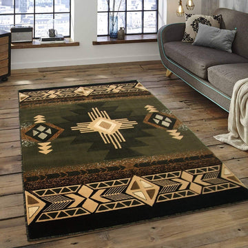 Southwestern Navajo Aztec Native American Geometric Area Rug Sage Green (5 Feet 3 Inch X 7 Feet 5 Inch)