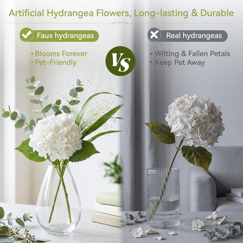 6 Pcs White Artificial with Eucalyptus for Vase