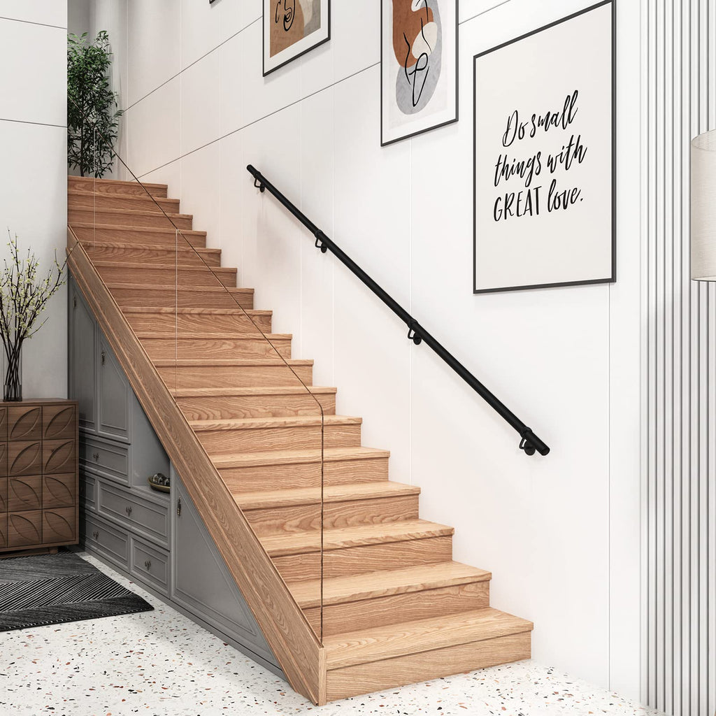 9.8 FT ADA Industrial Handrails for Indoor Stairs: Metal Staircase Handrails Wall Mount Stair Handrail 1.6" Sturdy