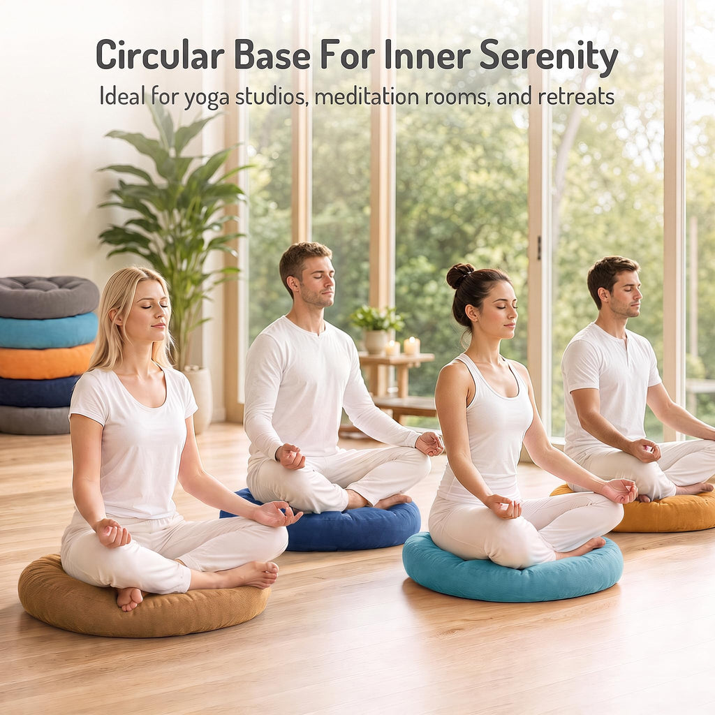 Round Meditation Cushion, Large Floor Pillow for Adults, 22 Inch Navy