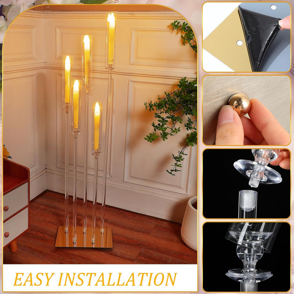 4 Set Floor Candelabra 5 Arm 46.5'' Tall Acrylic Candle Holders Tables Candelabra Centerpieces Wedding Candlestick