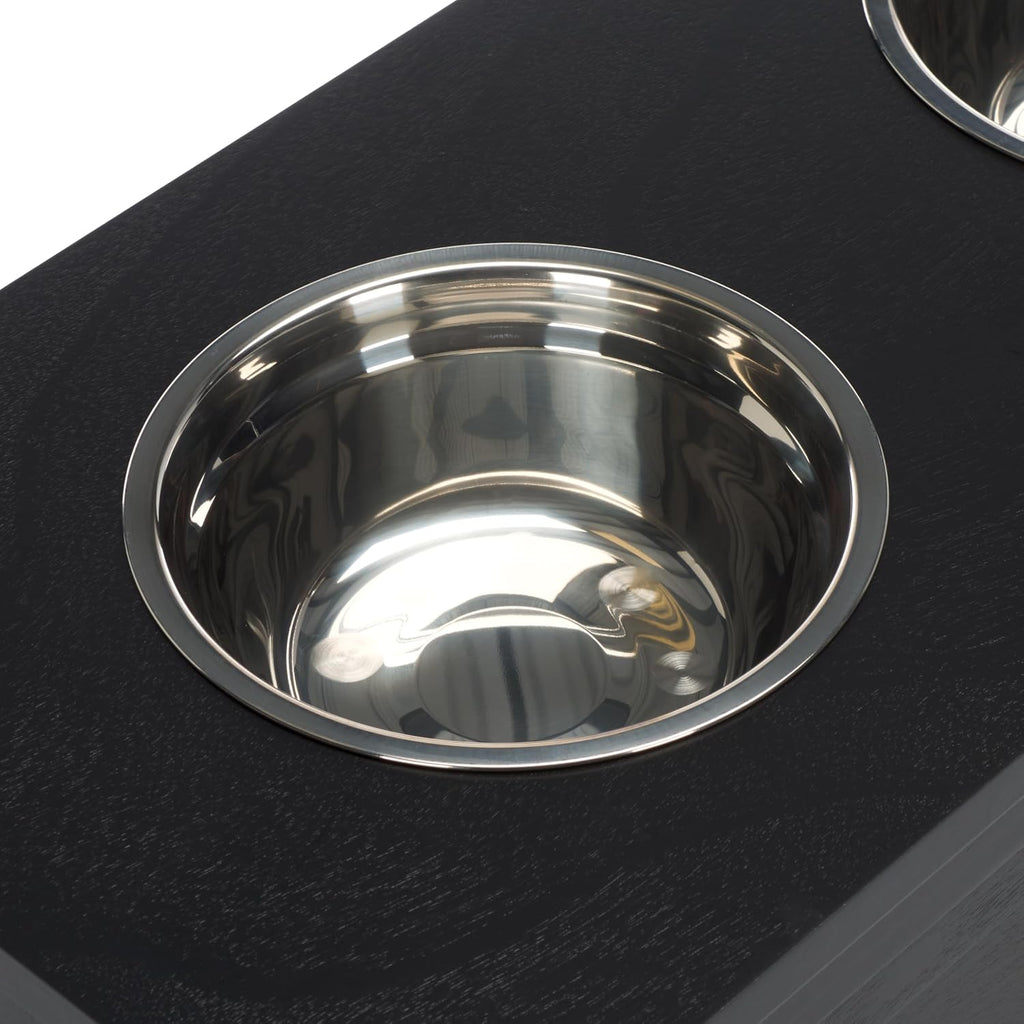 Home Collection Boomer Matte Black Elevated Pet Feeder Dog Bowl Stand with Drawer (Fully Assembled)