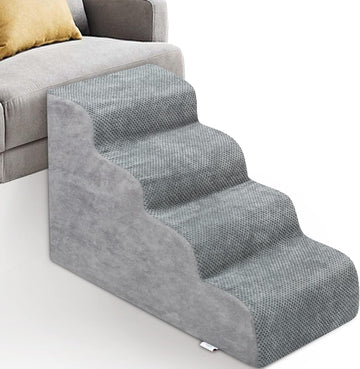 Dog Stairs for Small Dogs - High Density Foam Dog Ramp, Extra Wide Pet Steps with Non-Slip Bottom for High Beds