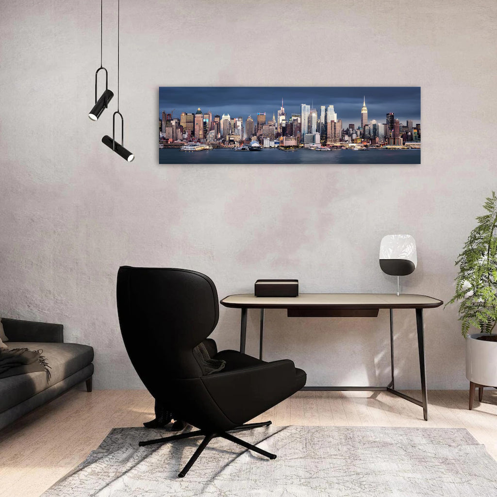York City Wall NYC Skyline Wall Decor Manhattan Cityscape Canvas Poster Modern Night View City Scenic Skyscraper
