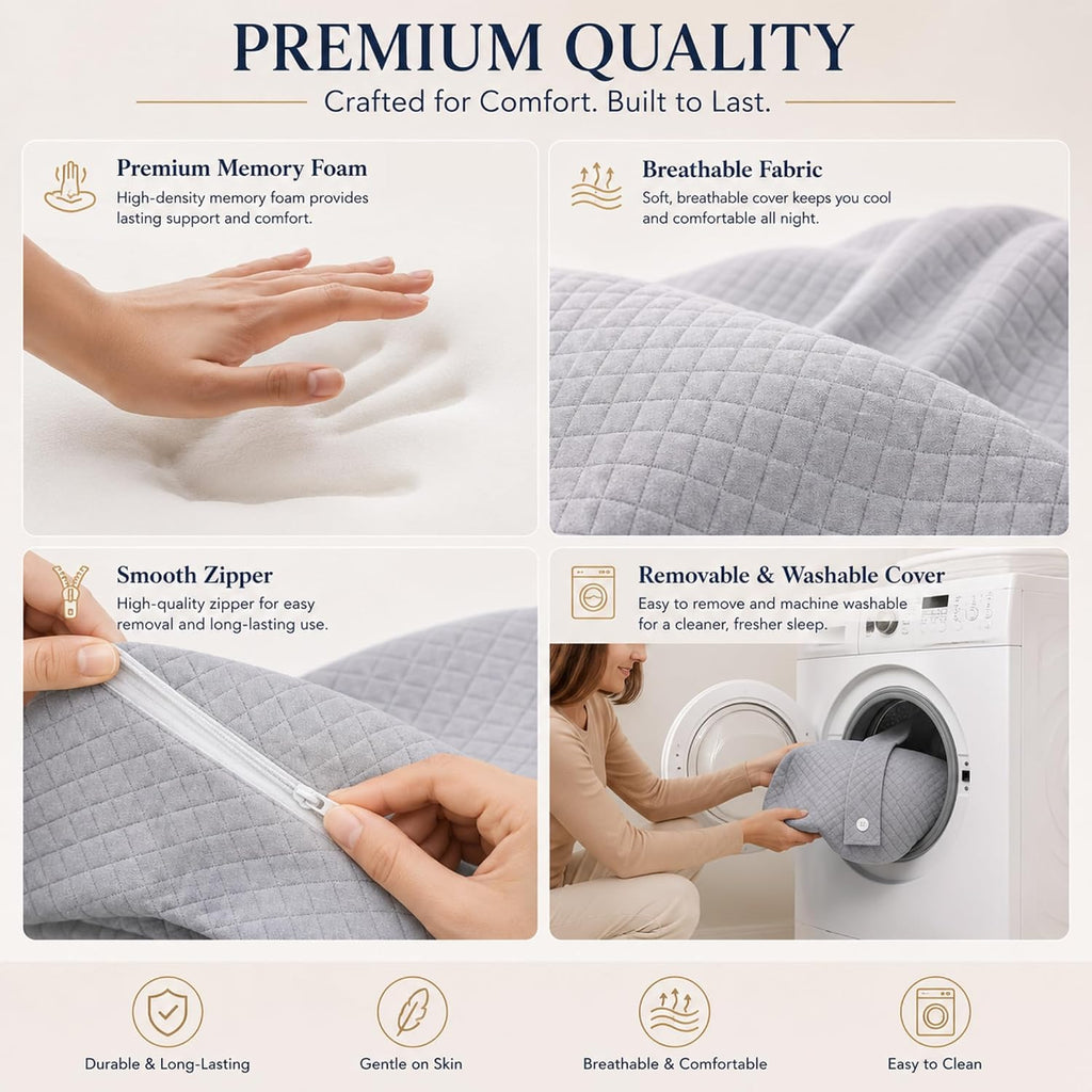 Knee Pillow for Side Sleepers, Extra-Wide Leg Support with Memory Foam Alignment, Adjustable Strap, High-Density