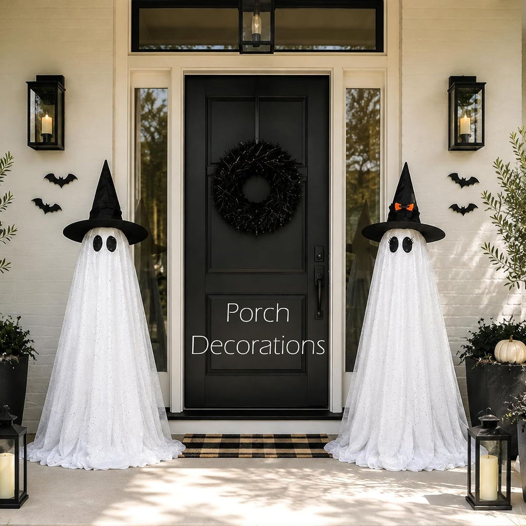 2Packs Halloween Decorations Outdoor,Halloweens Party Decoration Indoor,Spooky Ghost with Remote Control String - Set of 2
