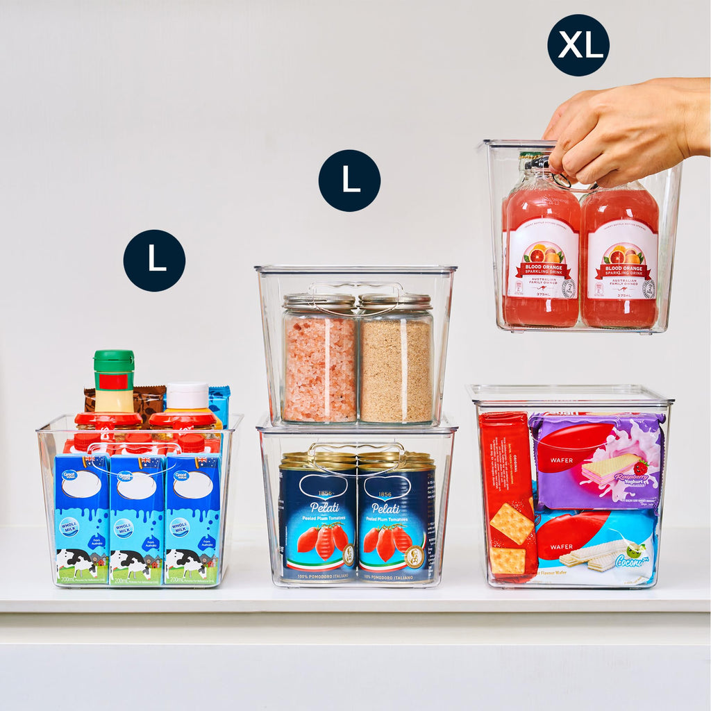 Large Clear Storage Bins with Lids, Stackable Containers, 8 Pack