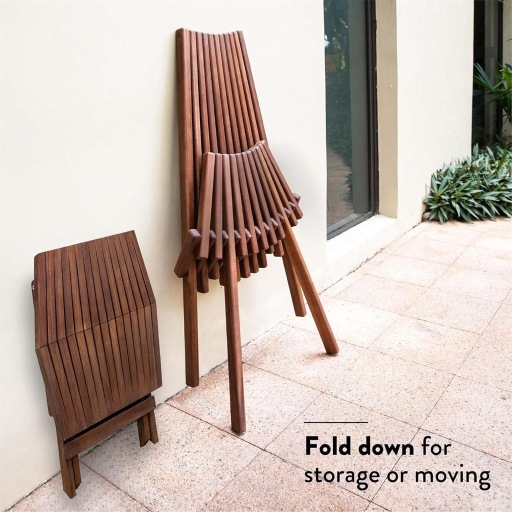 Wooden Folding Tamarack Chairs, FSC Certified Acacia Low Profile Adirondack Chairs, Wood Folding Chair for Outdoor