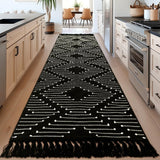 Boho Runner Rug 2x10 - Washable Long Hallway Rug with Tassels, Thin Woven Farmhouse Kitchen Runner R