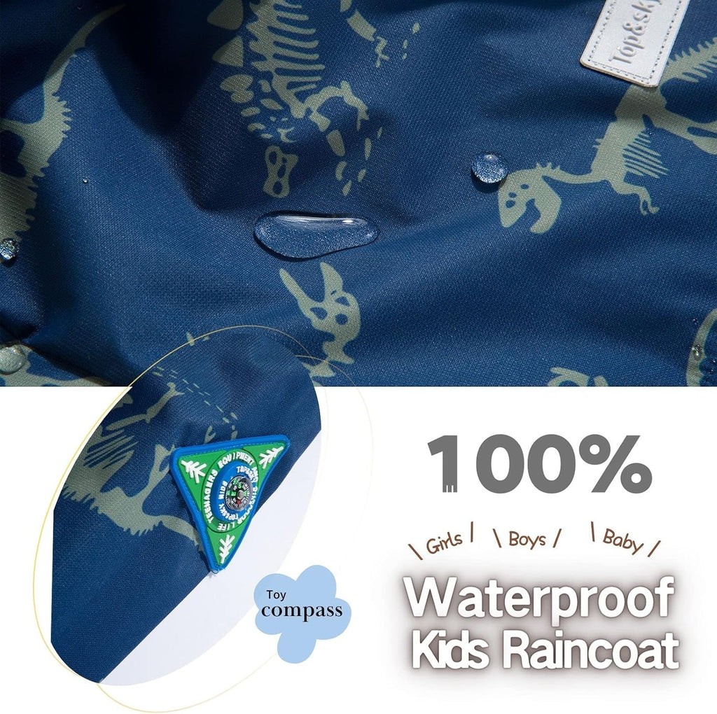 Boys Rain Jacket with Detachable Hood Lightweight Raincoats for Kids