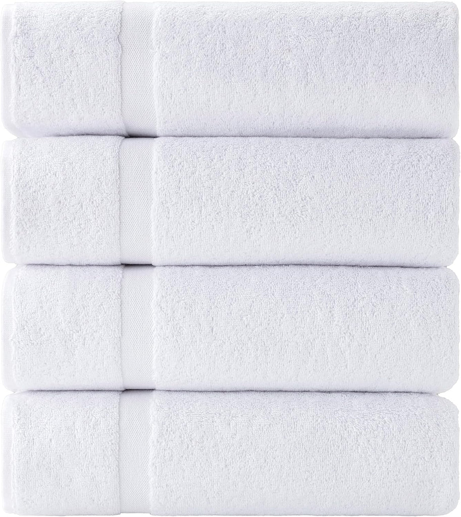 Luxury Turkish Bath Towels Set of 4, Double Stitched 100% Cotton True 600 GSM Soft & Absorbent Bathroom Towels, Hotel