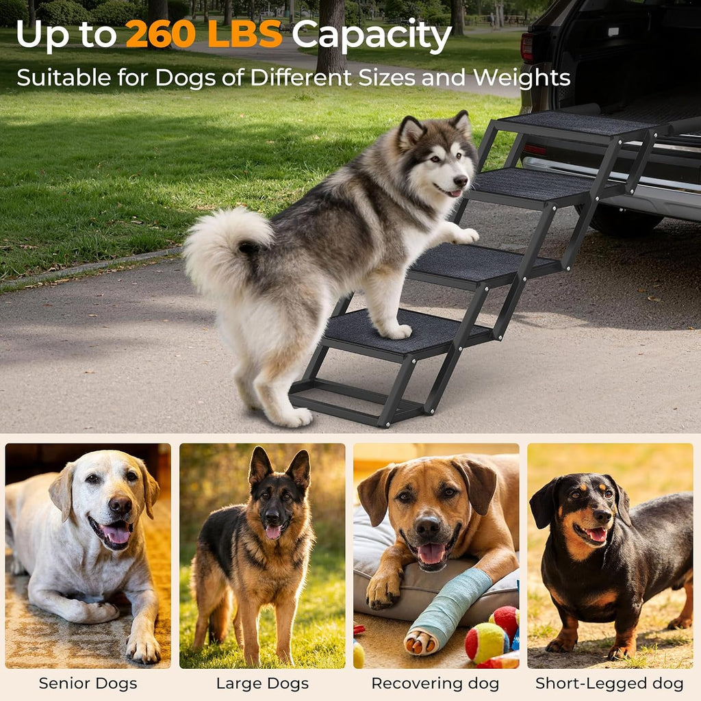 Dog Stairs for Large Dogs Extra Wide 20" with 5-Step Dog Ramp Steps