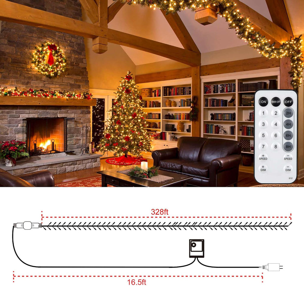 328 FT 1000 LED Christmas Lights, Waterproof Christmas Lights Outdoor with 8 Modes&Timer, Plug in Fairy Light