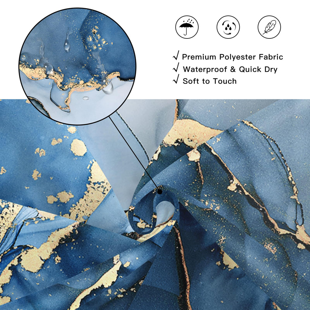 Extra Wide Marble Shower Curtain 108 x 72 for Claw Foot Tub, Blue