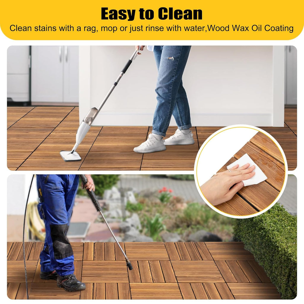 36 Pack 12"X12" Interlocking Deck Tiles Outdoor, Wood Composite Deck Tiles, Flooring Waterproof Patio Tiles Outdoor