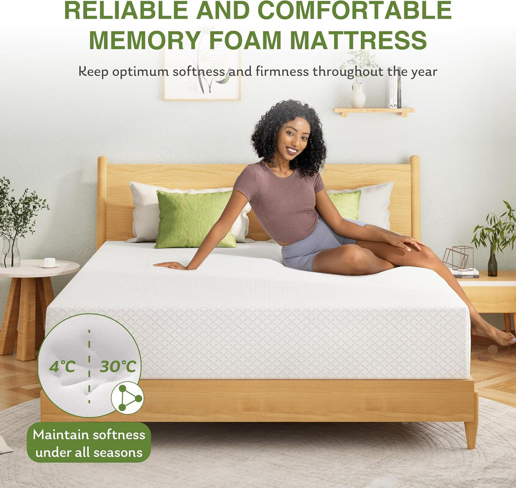 Queen Mattress 12 Inch, Green Tea Memory Foam Mattress, Medium Firm | Bed Mattress in A Box, Cooling Green Tea Gel