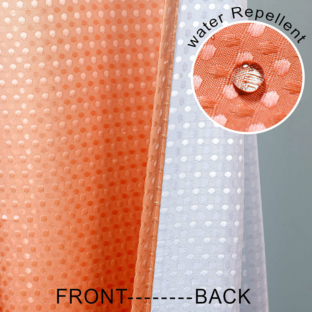 Orange Fall Shower Curtain, Retro Ombre Waffle Fabric Shower Curtain for Bath Decor, Orange and White 70 x 72