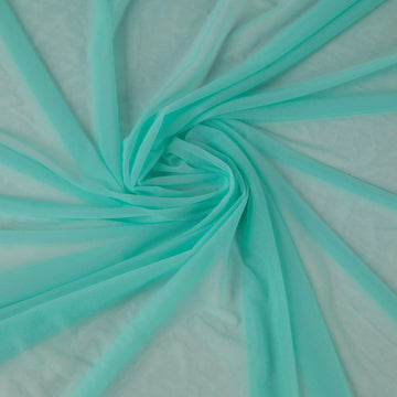 Superfine 4-Way Stretch Net Fabric Spandex Power Mesh Lightweight Sheer 60" Wide, a Continuous 5 Yards (Aqua)