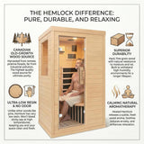 Far Infrared Sauna Room for Home Use - 1350W Natural Hemlock Indoor Personal Wooden Personal Dry Sauna with Rapid