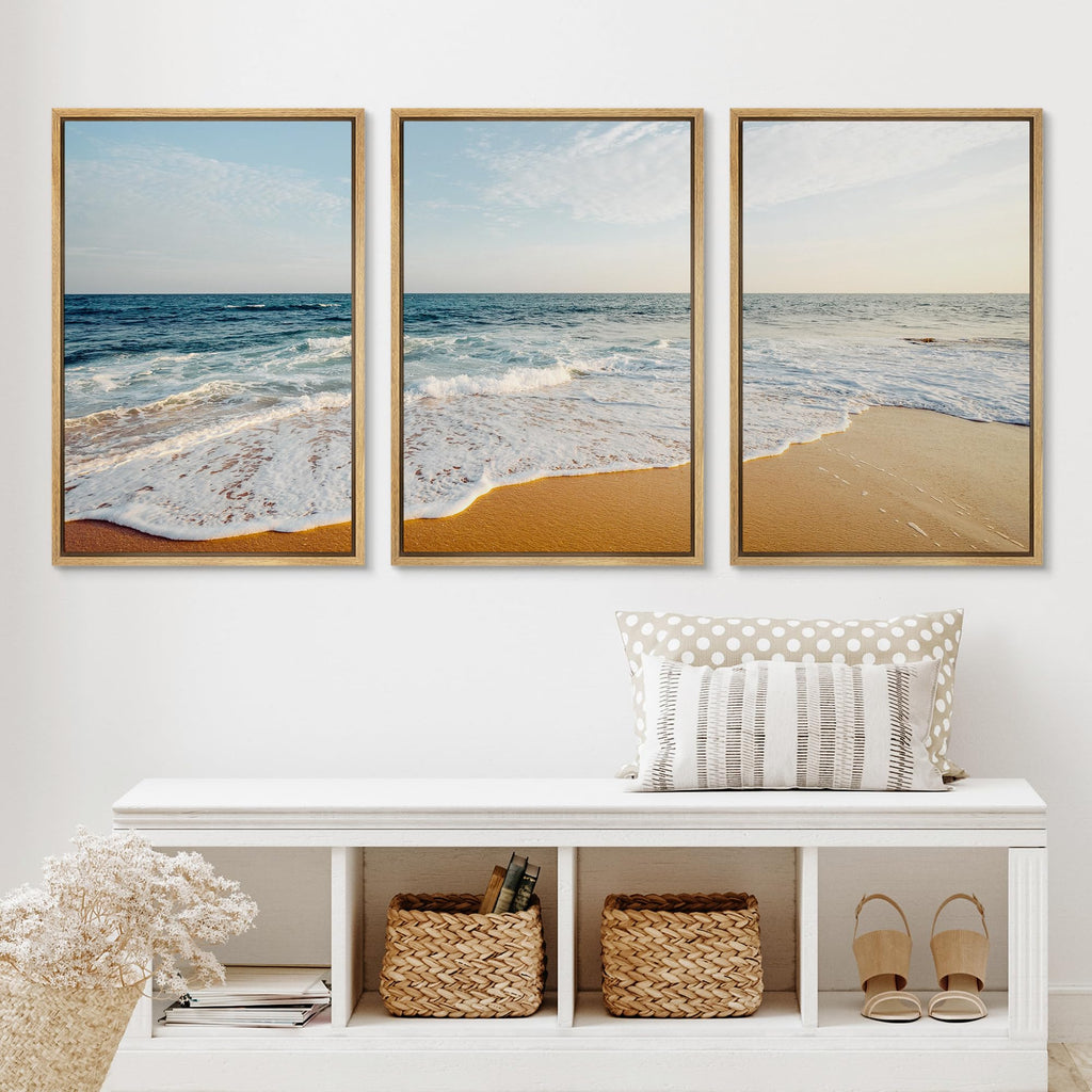 Framed Canvas Print Wall Art Set Tropical Island Coastal Cottage Beach Shore Seascape Nature Wilderness Photography