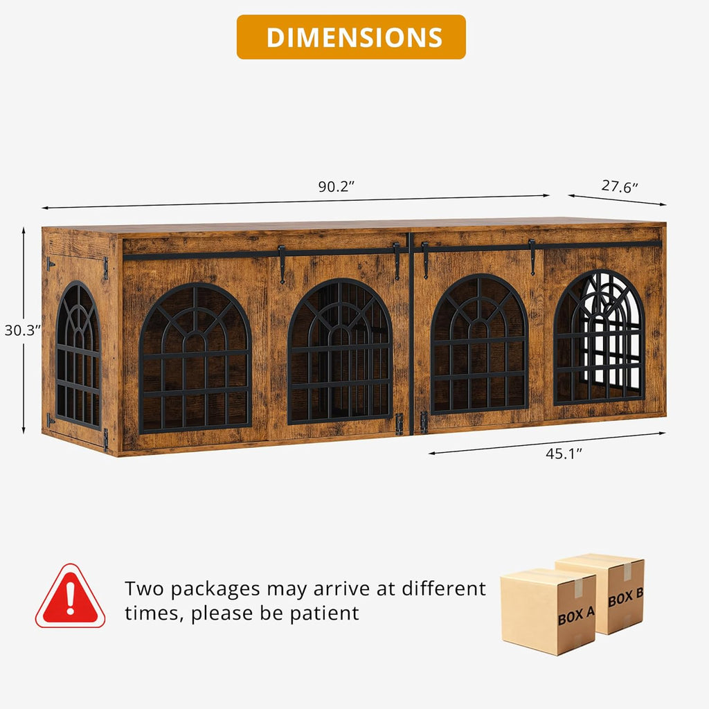 Double Dog Crate Furniture with Hinged Divider