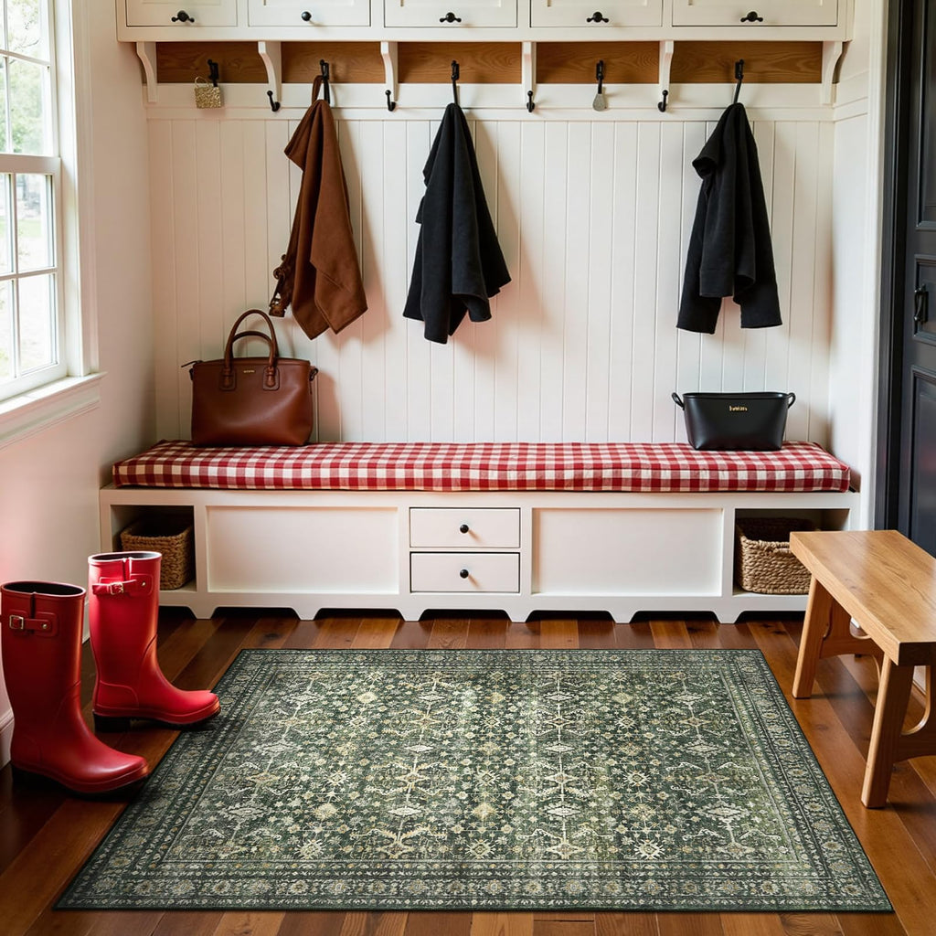 3x5 Area Rugs, Green Washable Non-Slip Area Rug