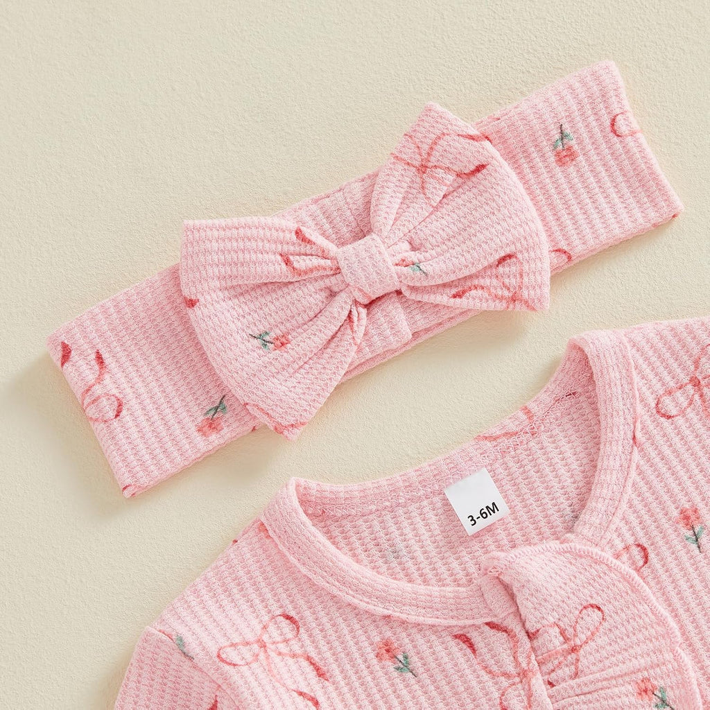 Baby Girl Fall Winter Outfits Clothes Knit Jumpsuit Ruffle Romper Coming Home Outfit for Baby Girl