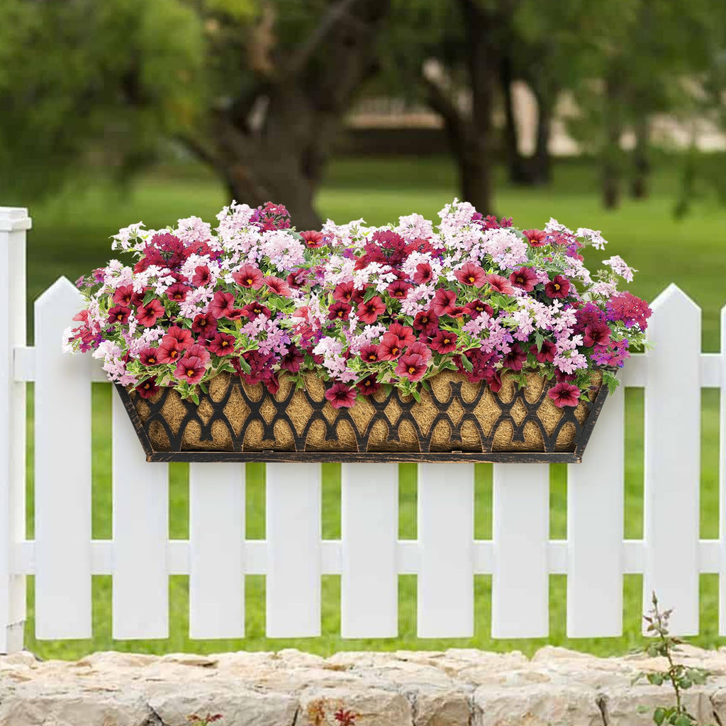 4 Pack 24 Inch Window Boxes Planters Railing Planter Box with Adjustable Brackets for Porch Fence Patio Balcony