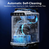 Countertop Ice Maker with 1.2L Top Water Tank, 8 Bullet Cubes in 6 Mins, 26.5lbs in 24Hrs, 2 Ice Sizes, Self-Cleaning