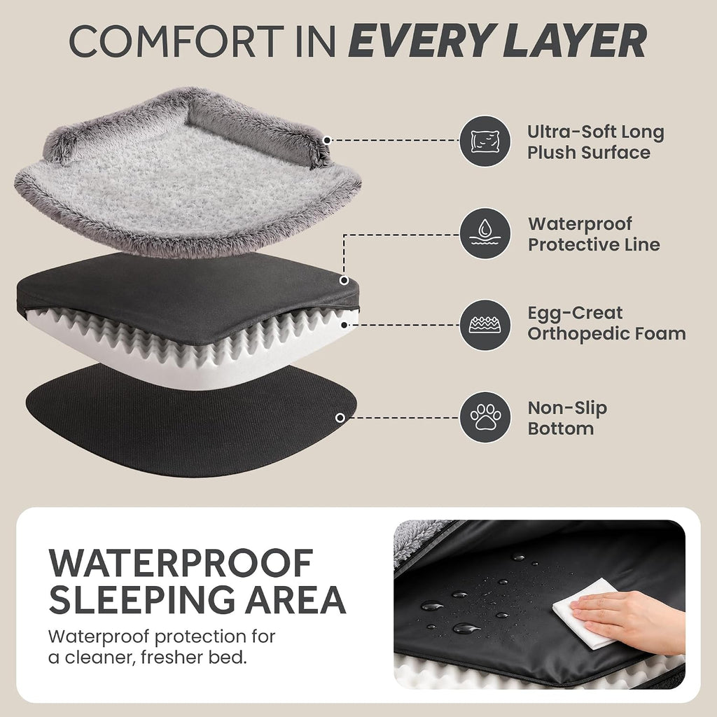 Corner Dog Bed for Large Dogs, Medium Fluffy Orthopedic Pet Bed