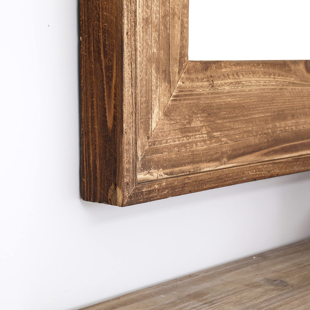 36 X 24 inch Wall Mount Wood Frame Bathroom Vanity Mirror Rustic Horizontal/Vertical Rectangle Mirror for Over Sink