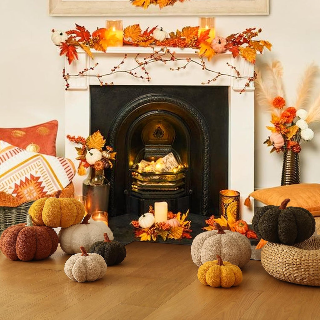 Pumpkin Pillows, Halloween Pumpkin Pillow, Off White - Set of 2