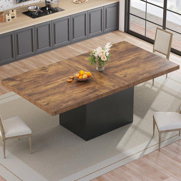 71" Rustic Brown Dining Table for 6-8, Rectangle Wood Dining Room Table
